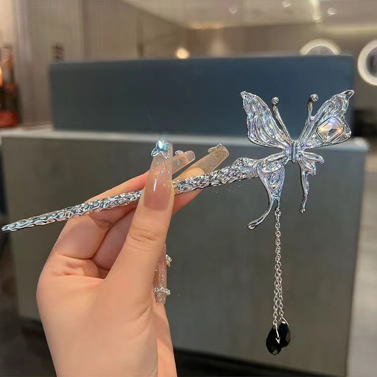 Temperamento bambú borla horquilla mujer nuevo estilo chino moderno simple horquilla cabeza de bola horquilla estilo antiguo tocado verano