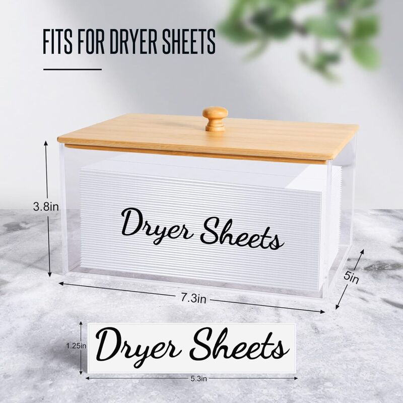 Acrylic Drying Paper Holder Container with Bamboo Lid, Cleaning Paper Storage Bamboo Material