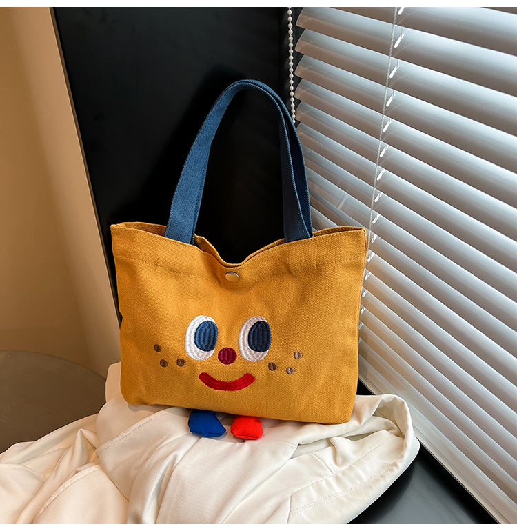 ins mini canvas bag, cute peach tote bag, Korean girl snack bento small bag canvas bag wholesale undefined