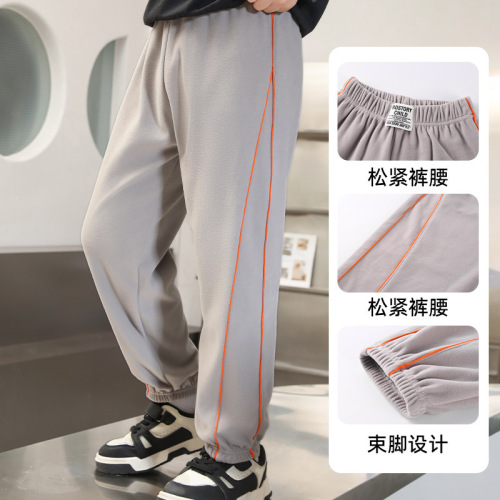 Children's Autumn and Winter Sports Leggings for Boys, Fleece-lined Warm Pants for Middle and Small Children, Stylish Leisure Trousers for Boys