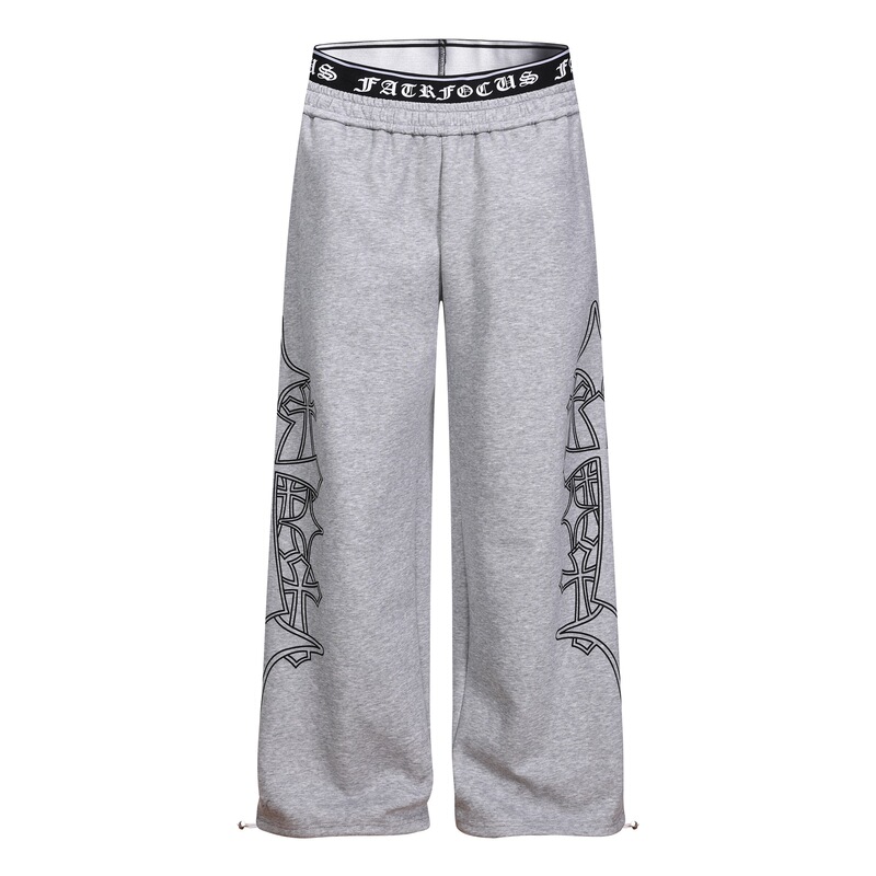 L99989 American Retro Unisex Trendy High-End Vintage Patchwork Deconstructed Design Loose Men's Wide-Leg Sweatpants
