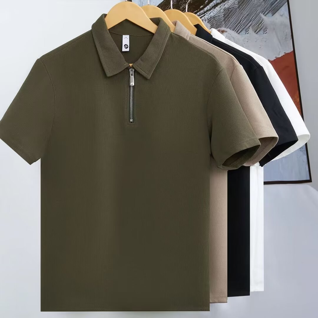 Tide polo de hombre de manga corta de alta gama 2023 nuevo hombre casual de negocios con solapa de media cremallera