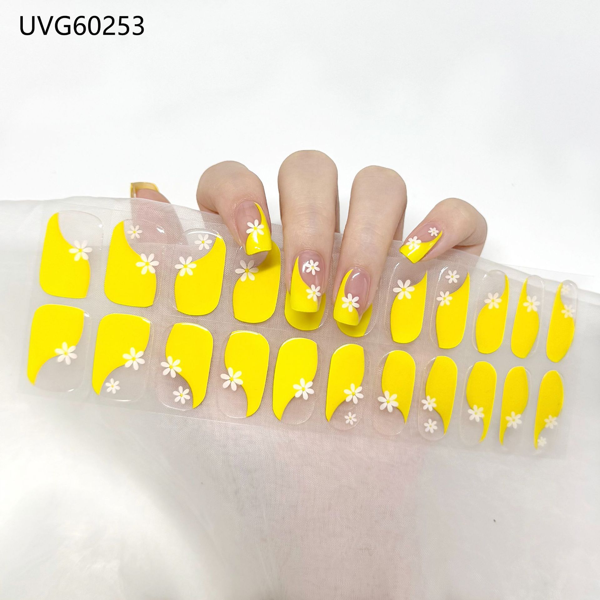 Pegatinas de uñas de gel UV transparentes efecto hielo, semicuradas, con lámina dorada, fototerapia, efecto película de aceite