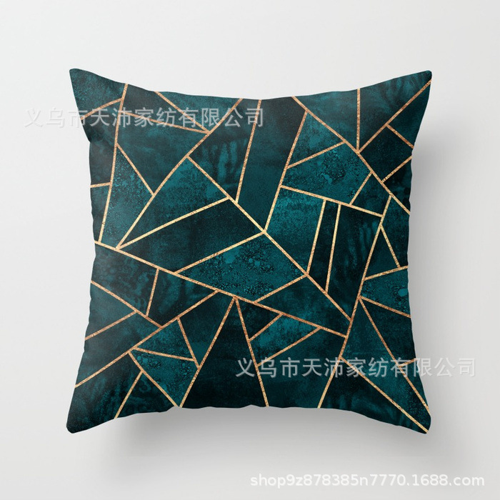 Funda de almohada personalizada con logotipo corporativo, funda de cojín geométrica de Amazon, terciopelo piel de melocotón, cojín para sofá de sala de estar, moderno y minimalista