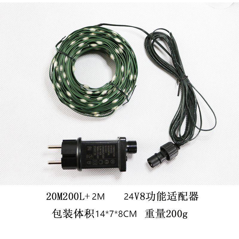 Transfronterizo 24V bajo voltaje LED solar Cadena de cuero Cadena de luz al aire libre impermeable luz de la secuencia de iluminación de luz decorativa árbol de bobinado pequeña luz de color