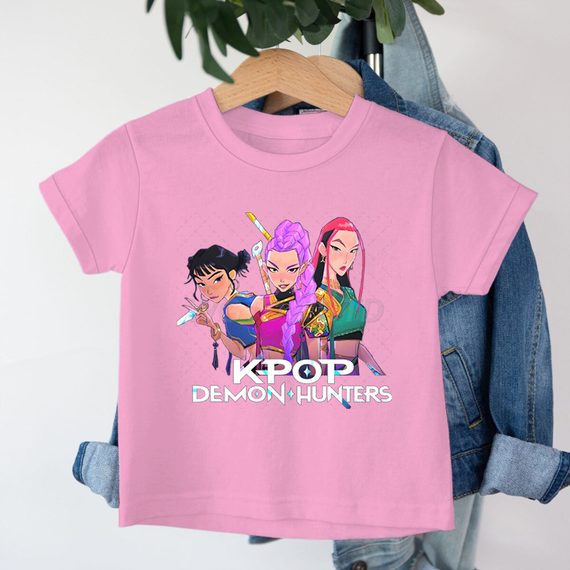クロスボーダー KPop デーモンハンターデーモンハンターグループプリントコットン Tシャツ夏のファッション子供カジュアル半袖|undefined