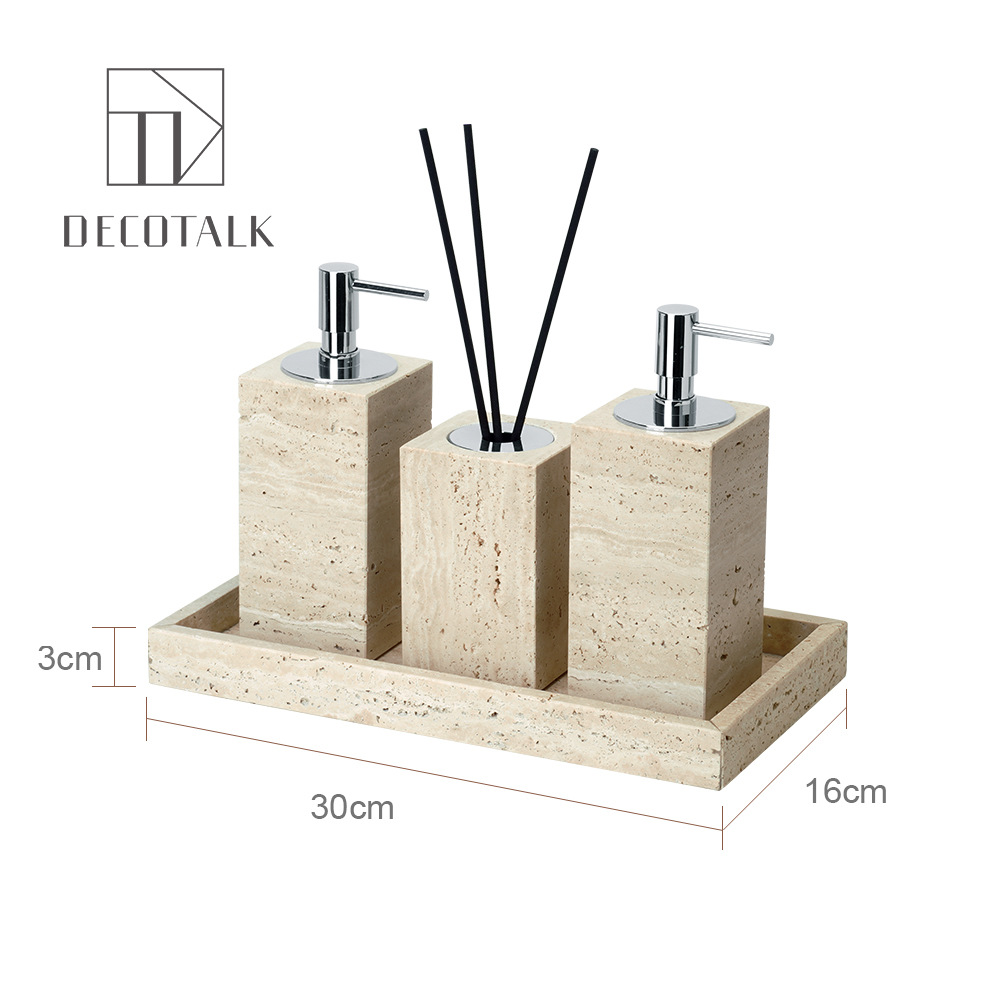 Huangdong Stone Baño de baño de cinco piezas conjunto de lavado conjunto de inodoro de mármol bandeja modelo decoración de la habitación "Viento silencioso"