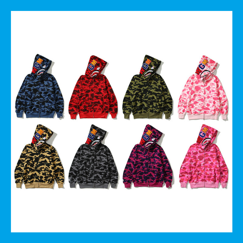 Bape Shark Head Single Cap Cross-Border Foreign Trade Dropshipping Trendy Brand Classic Terry Sweatshirt Multi-Color Ape Head Jacket