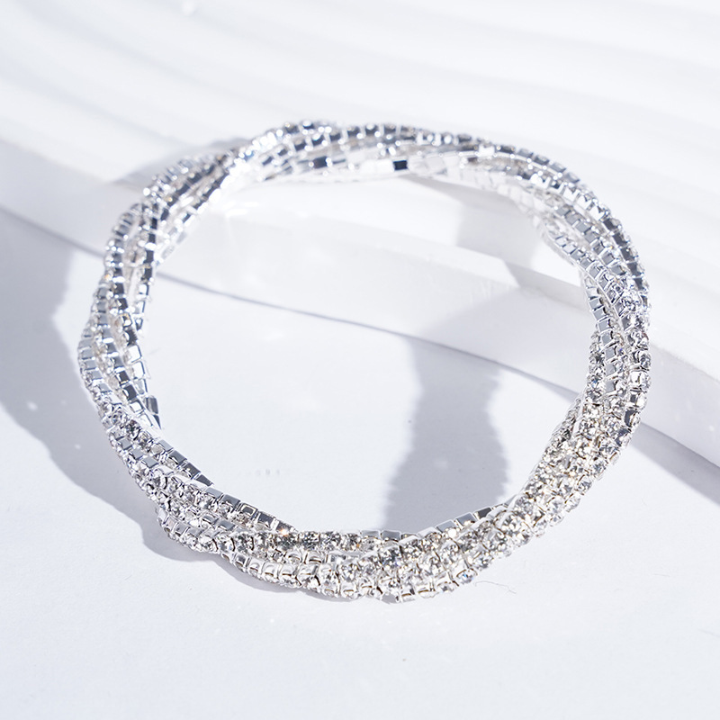 Women's Braided Crystal Bracelet Stretch High-end Bracelet Girlfriend Bracelet Light Luxury Photo Shooting Exquisite Jewelry Women's Braided Crystal Bracelet Stretch High-end Bracelet Girlfriend Bracelet Light Luxury Photo Shooting Exquisite Jewelry