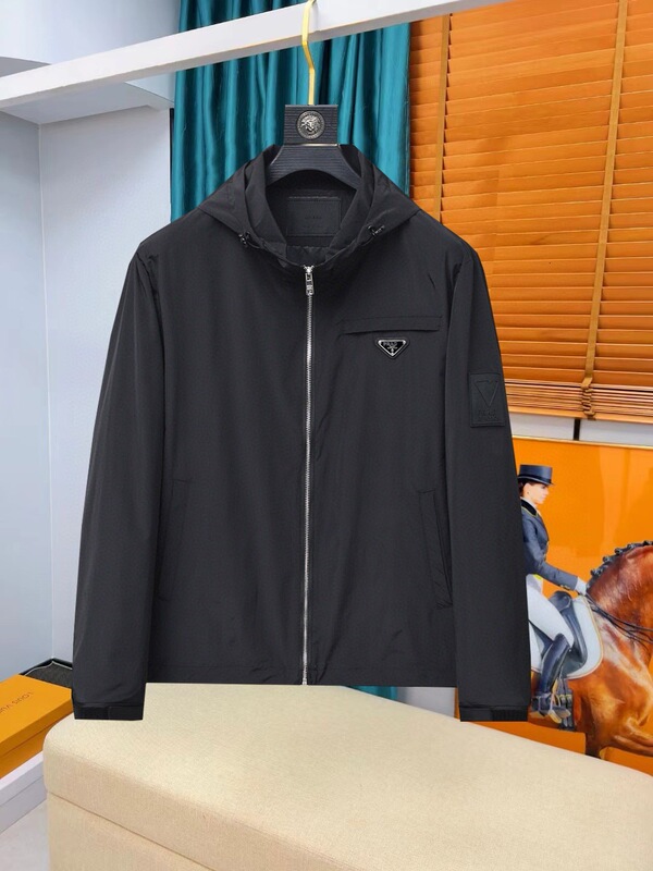 1.1 Correct Version Miu Autumn/Winter New Pujia Pra Three-Dimensional Letter Triangle Logo Blcg Hooded Tb Jacket for Men