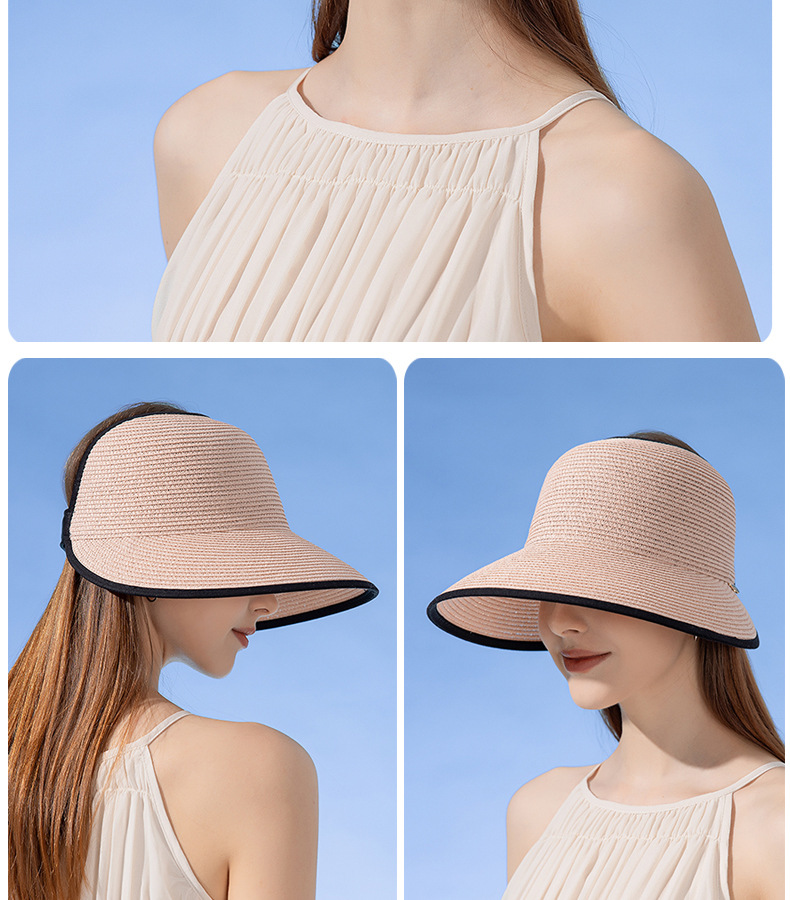 385g Weight Straw Hat Hats Type Casual, Outdoor Occasion Straw Material Solid Color Pattern Summer Season Women's Gender Elegant, Basic Style Big Eaves Rim Women's Elegant Basic Solid Color Big Eaves Straw Hat 无