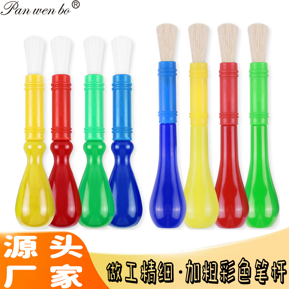 Pan Wenbo cross-border children's art DIY oil brush candy color single round head plastic rod bristle brush