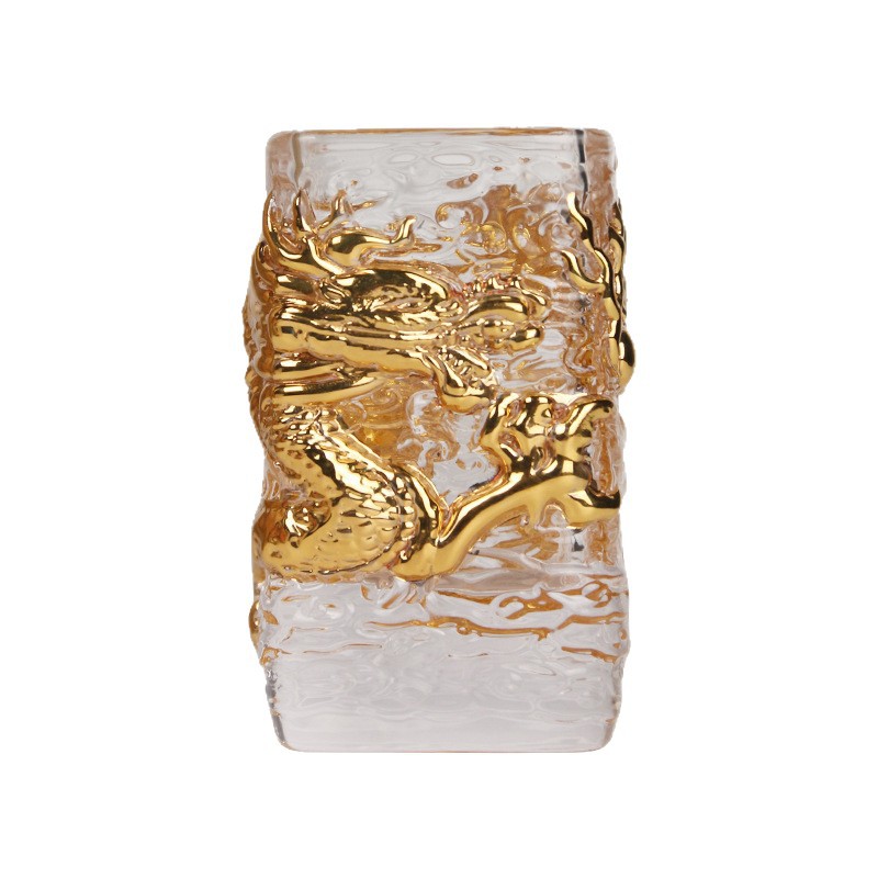 Relieve de mano pintado Jin Tenglong taza de té de cristal taza de té de vidrio resistente al calor taza maestro taza de té de kung fu