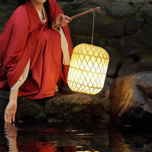Real Bamboo Handle Lantern Portable Han Dynasty Hand-Held Chinese Style Handle Luggage Bamboo Pendant Factory Customized Bamboo Root Accessories