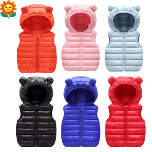 Children's down Cotton Vest 2025 Autumn and Winter Hooded Vest for Boys and Girls Thickeneded and Warm Outer Vest for Small and Medium-Sized Kidsren
