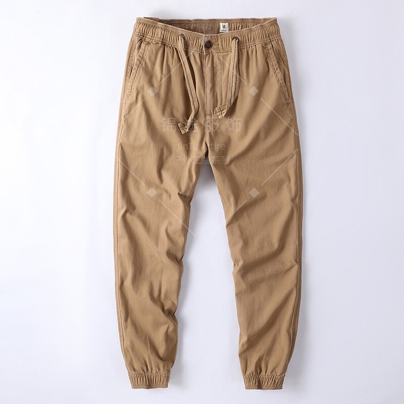 Men's Heavy Cotton Jogger Casual Pants, Vintage Distressed Soft Canvas Pants, Trendy Loose Workwear Pants for Spring and Autumn