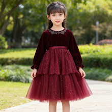 秋冬季新款跨境女儿童礼服速卖通爆款韩国绒生日表演公主短连衣裙