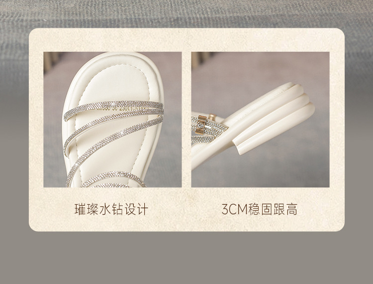 Sandal nữ đế bệt quai mảnh đính đá phong cách Pháp, dáng xăng đan hai kiểu — AY380 Đen chi tiết 7