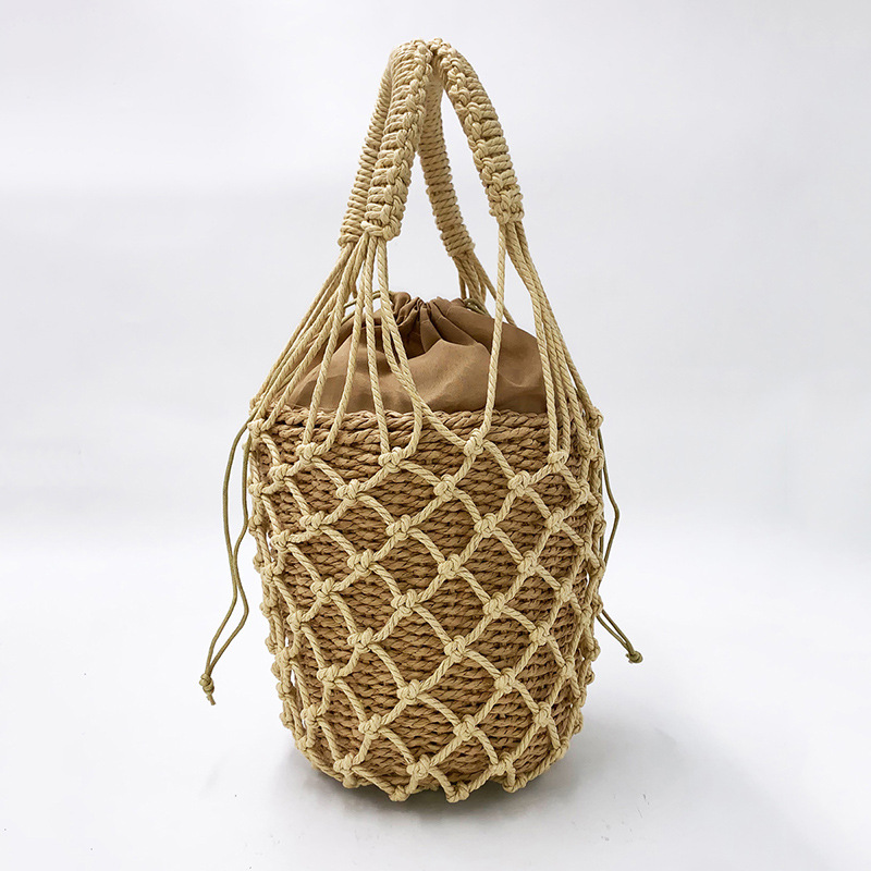 Handwoven Handbags For Women Straw Bags,Hemp Rope Net Pockets,Bucket Bags,Summer Beach Bag Sets