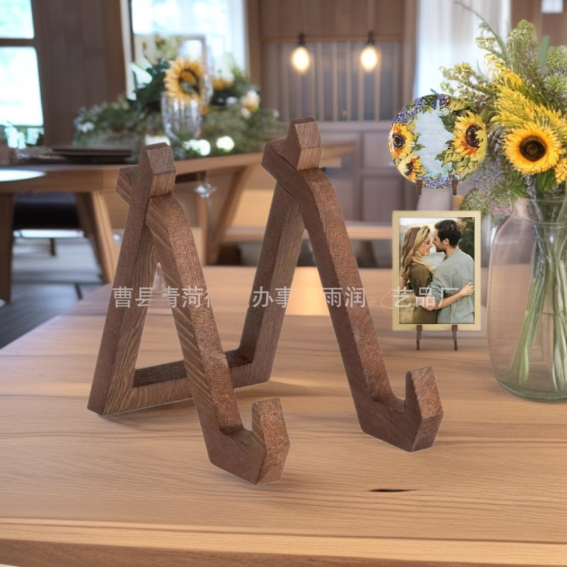 Customized Kitchen Cooking Recipe Rack Wooden Photo Frame Table Base Rack Antique Ornament Base Bracket Display Rack