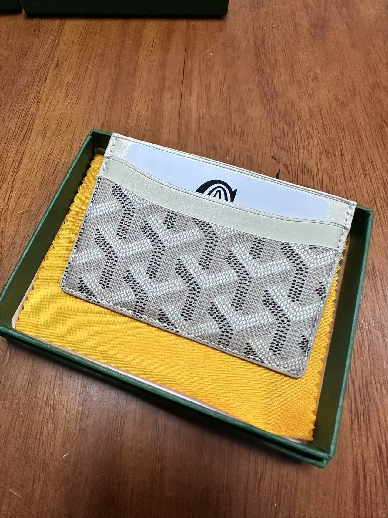 Tarjetero Goyard, tarjetero ultrafino de cuero genuino clásico para hombre, tarjetero de almacenamiento para mujer, tarjetero universal