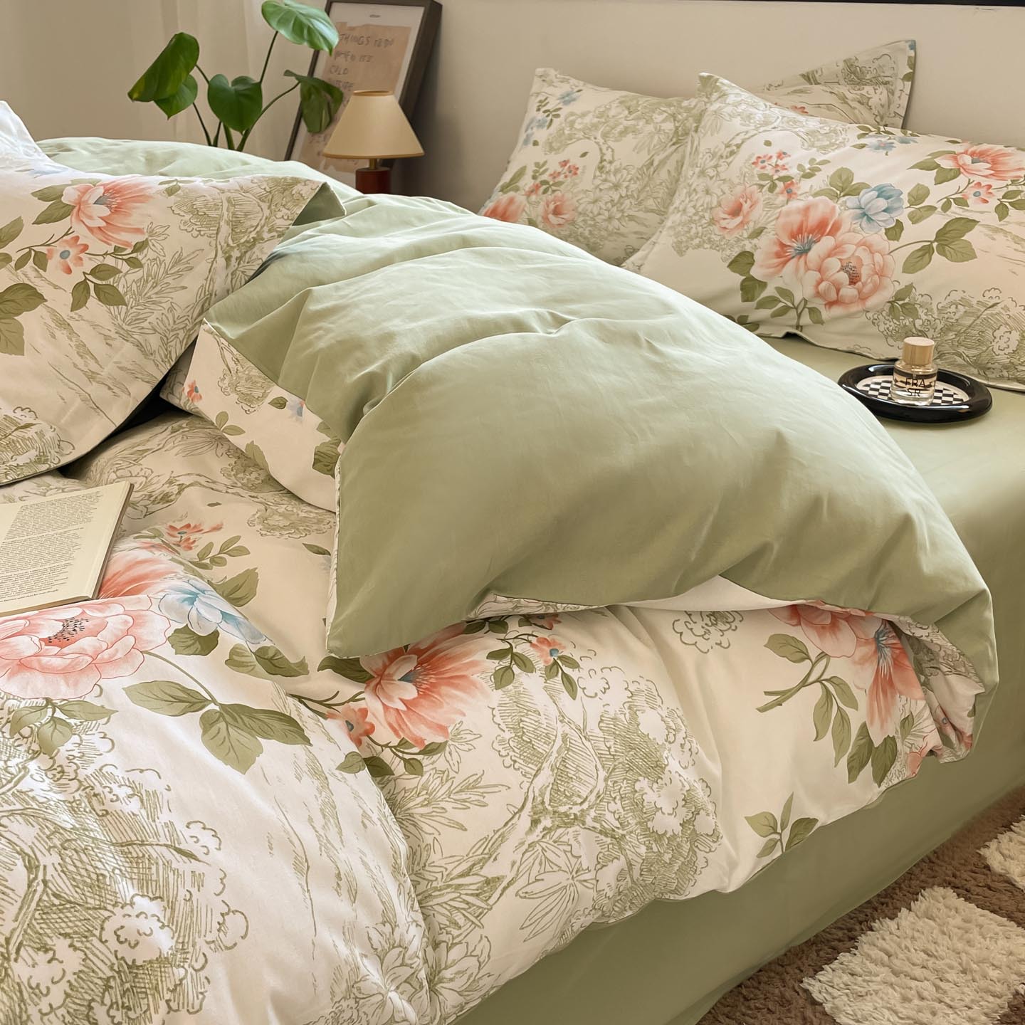 Algodón grueso de cuatro piezas, sábanas de algodón lavado con agua, dormitorios de estudiantes, tres piezas