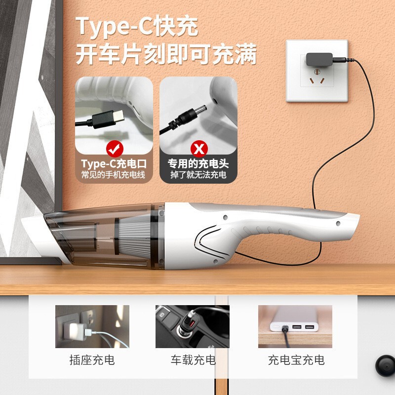 車の掃除機ハンドヘルドワイヤレス掃除機家庭用 USB 充電式車両目的ポータブルミニ掃除機|undefined