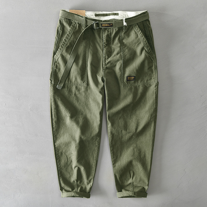 Z329 Autumn and Winter New Men's Cotton Solid Color Multi-Pocket Japanese Casual Cargo Pants Wholesale