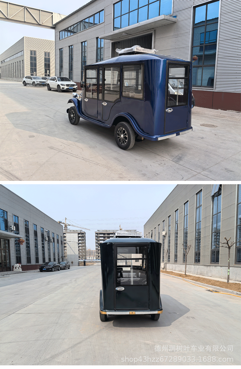 Closed Vintage Classic Car for Hotels and Guesthouses, Tourist Attraction Shuttle Bus, Real Estate Viewing Vehicle, Electric Sightseeing Car
