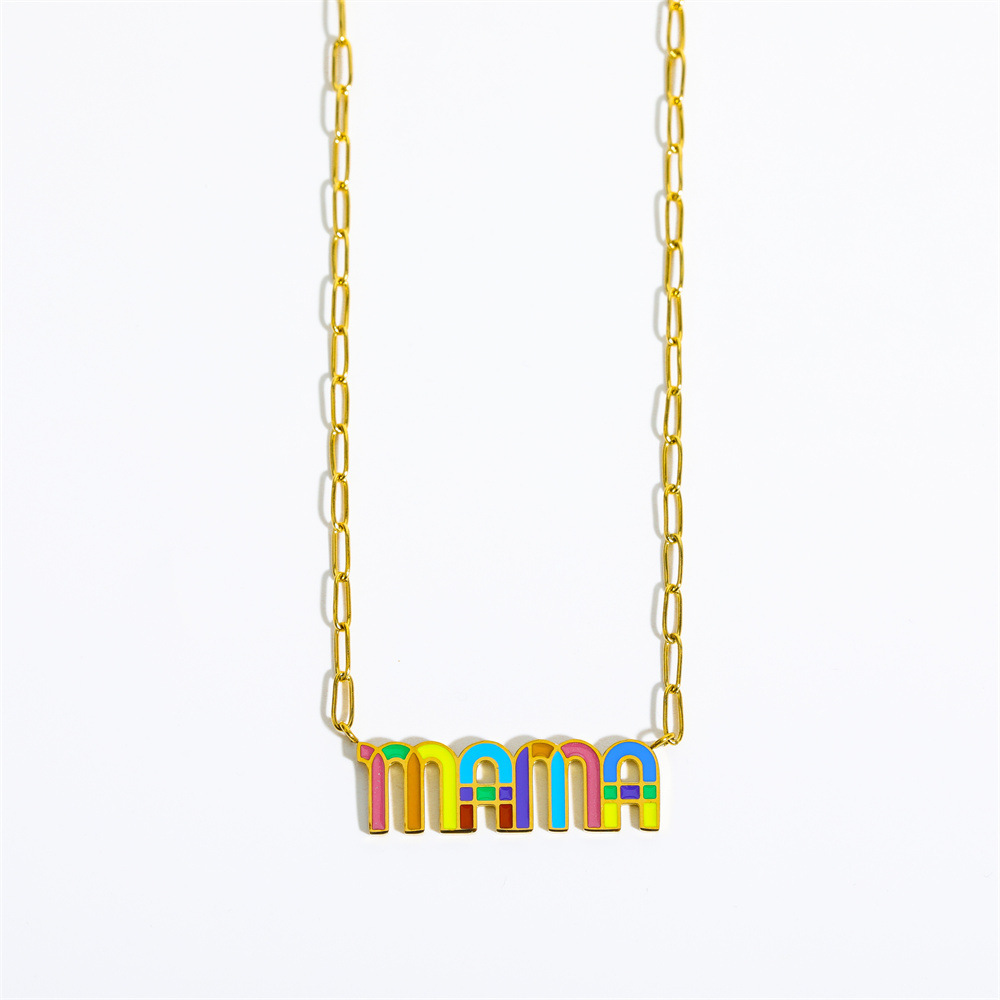 1 Piece Fashion MAMA Letter Titanium Steel Plating Necklace_colorza_4