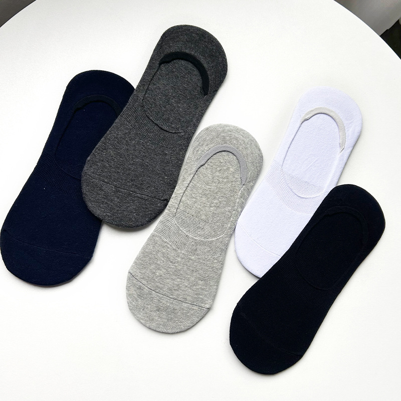 Calcetines invisibles calcetines de algodón bajos para hombres color sólido de corte bajo verano estudiante deportes corto antideslizante barco calcetines fábrica al por mayor