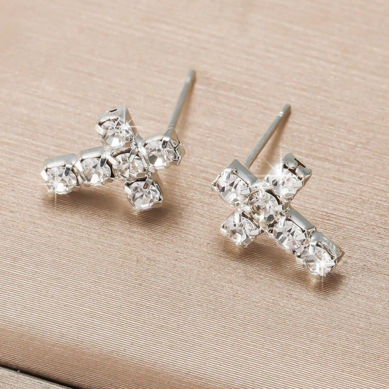 Pendientes de botón con circonita y perlas para mujer elegantes_voghion.com