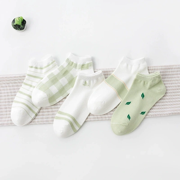 WD66 ship socks female fresh leaves