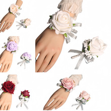 跨境欧式结婚礼新娘新郎胸花亚马逊速卖通玫瑰襟花伴娘姐妹团手花