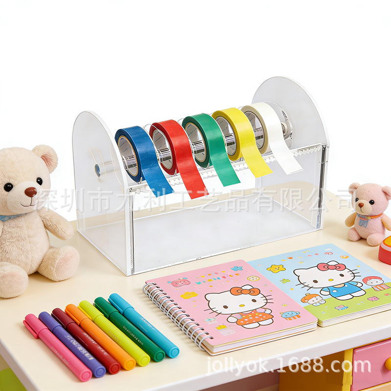 跨境可拆装亚克力胶带切割器桌面胶带整理架不干胶彩带分配器生产