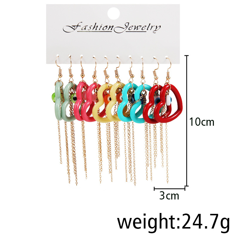 INS Style Heart Shape Metal Plating Womenu0027S Drop Earrings 5 Pairs