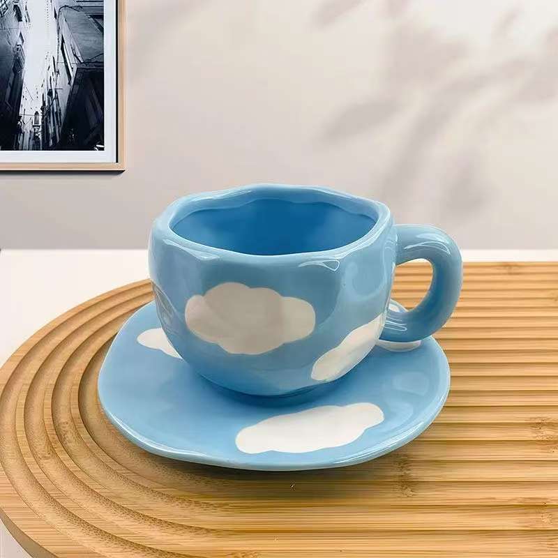国境を越えたコーヒーカップ手描きかわいい陶磁器カップ家庭用高颜値午後カップカップクリエイティブ少女心カップ|undefined