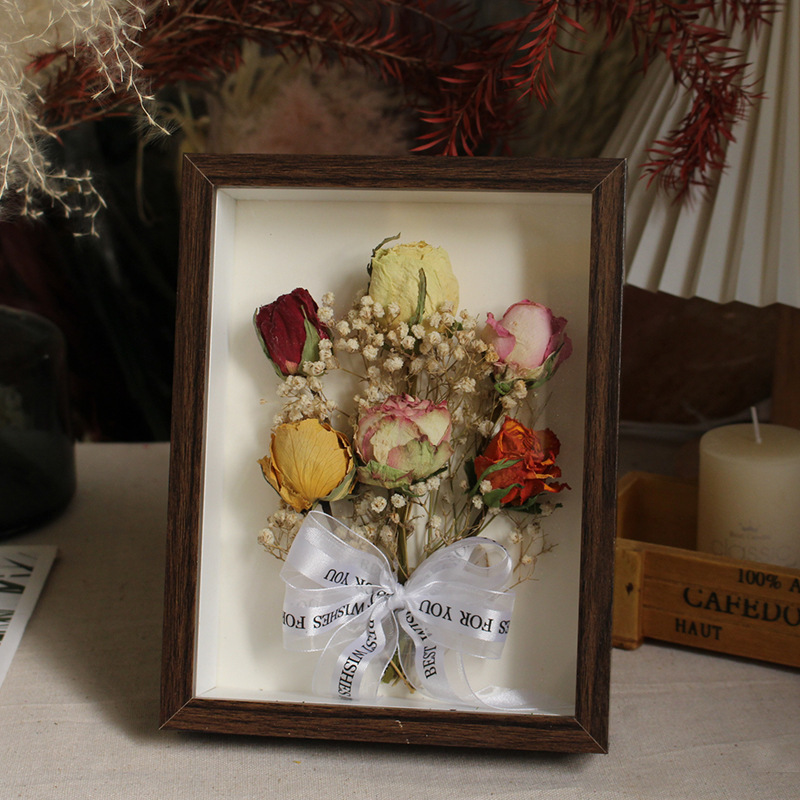 完成品フォトフレームドライ花植物標本真花薔薇家庭装飾置物祝日プレゼントプレゼントプレゼント装飾画|undefined