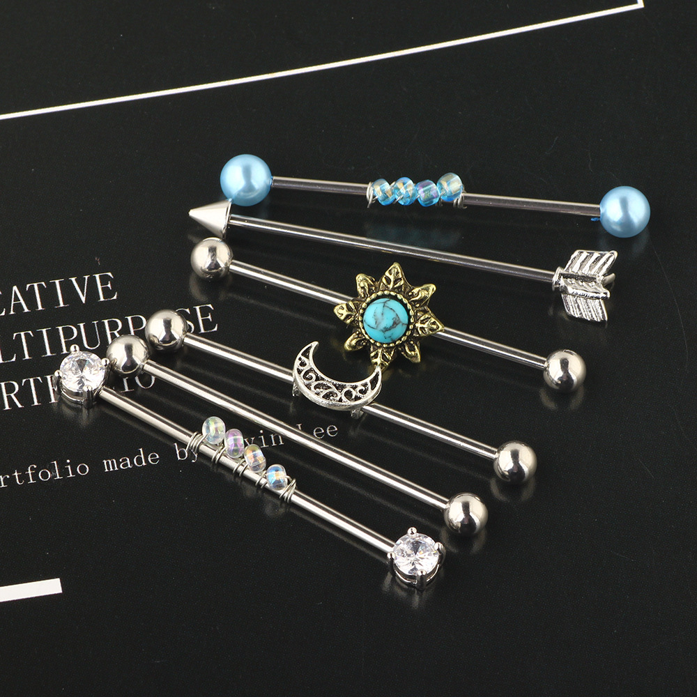 Amazon Piercing Jewelry Set Long Rod Stud Earrings Body Piercing Stainless Steel Industrial Barbell detail image 7