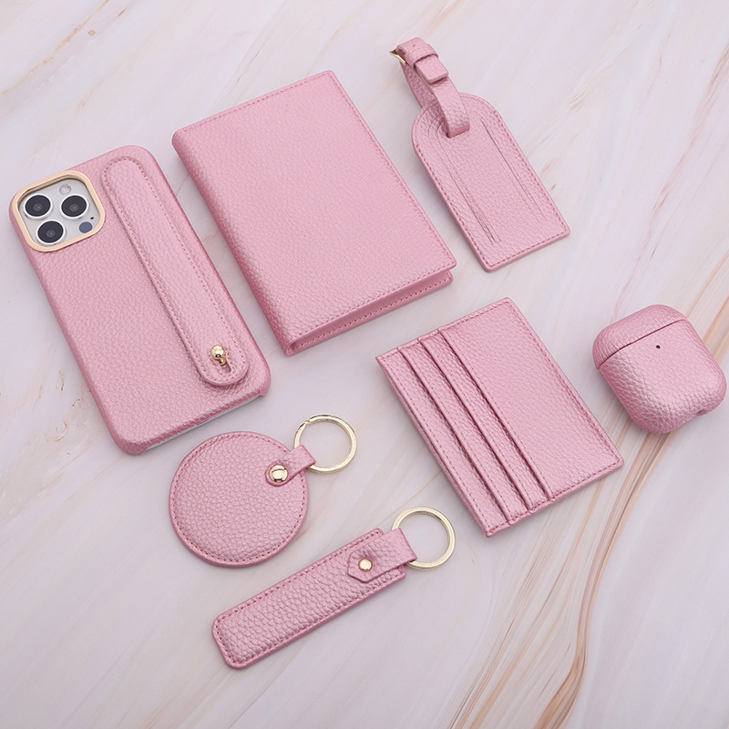 Applicable iPhone14Pro mobile phone shell suit Apple 14promax leather case wrist strap back cover protective shell