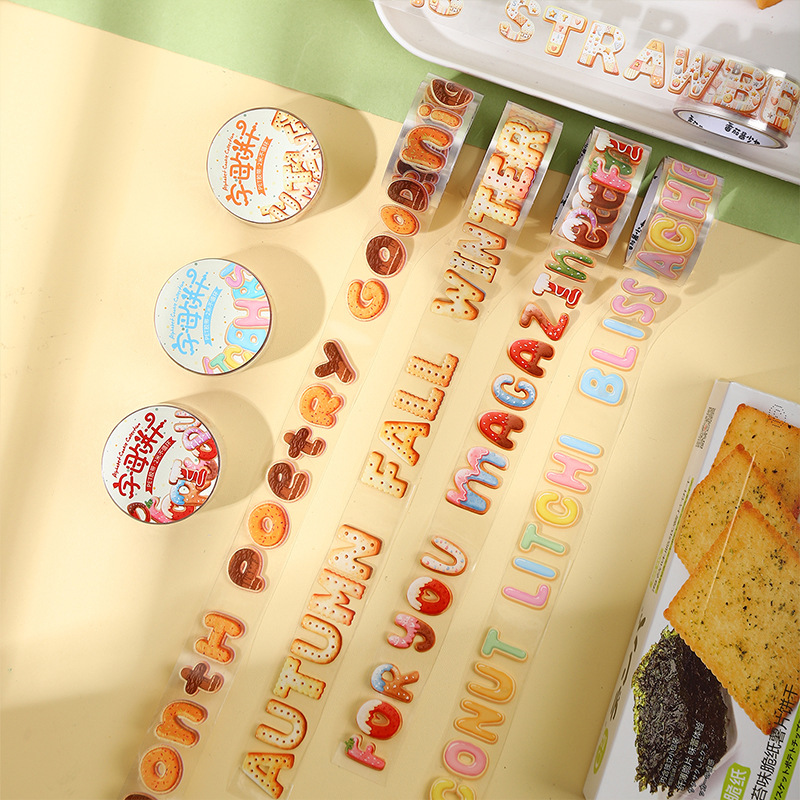 Ketchup girl cinta de bucle largo letra galleta serie letra galleta tema letra galleta tienda de mano cinta adhesiva decorativa