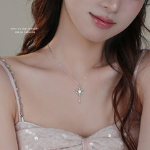 原创钥匙项链女s925纯银仙女风轻奢爱心锆石锁骨链高级感百搭首饰