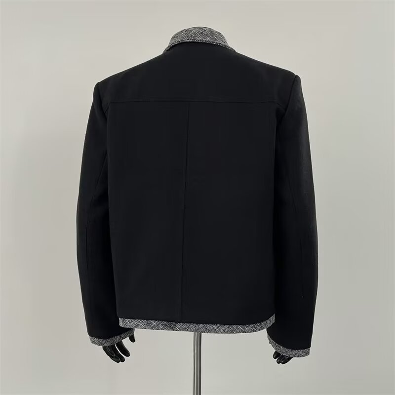 Giacca corta nera da uomo con colletto stile di nicchia_voghion.com