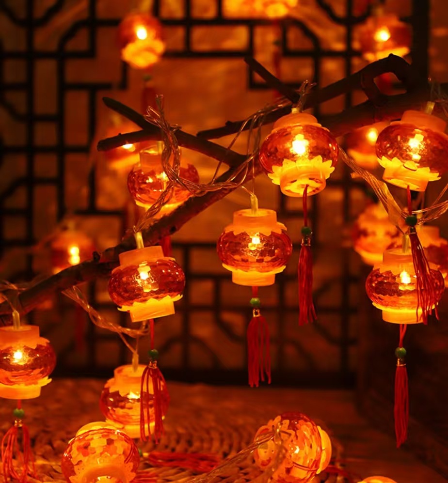 Día de Año Nuevo de primavera linterna roja lámpara decorativa luz de atmósfera solar lámpara colgante al aire libre lámpara decorativa de habitación LED lámpara de color