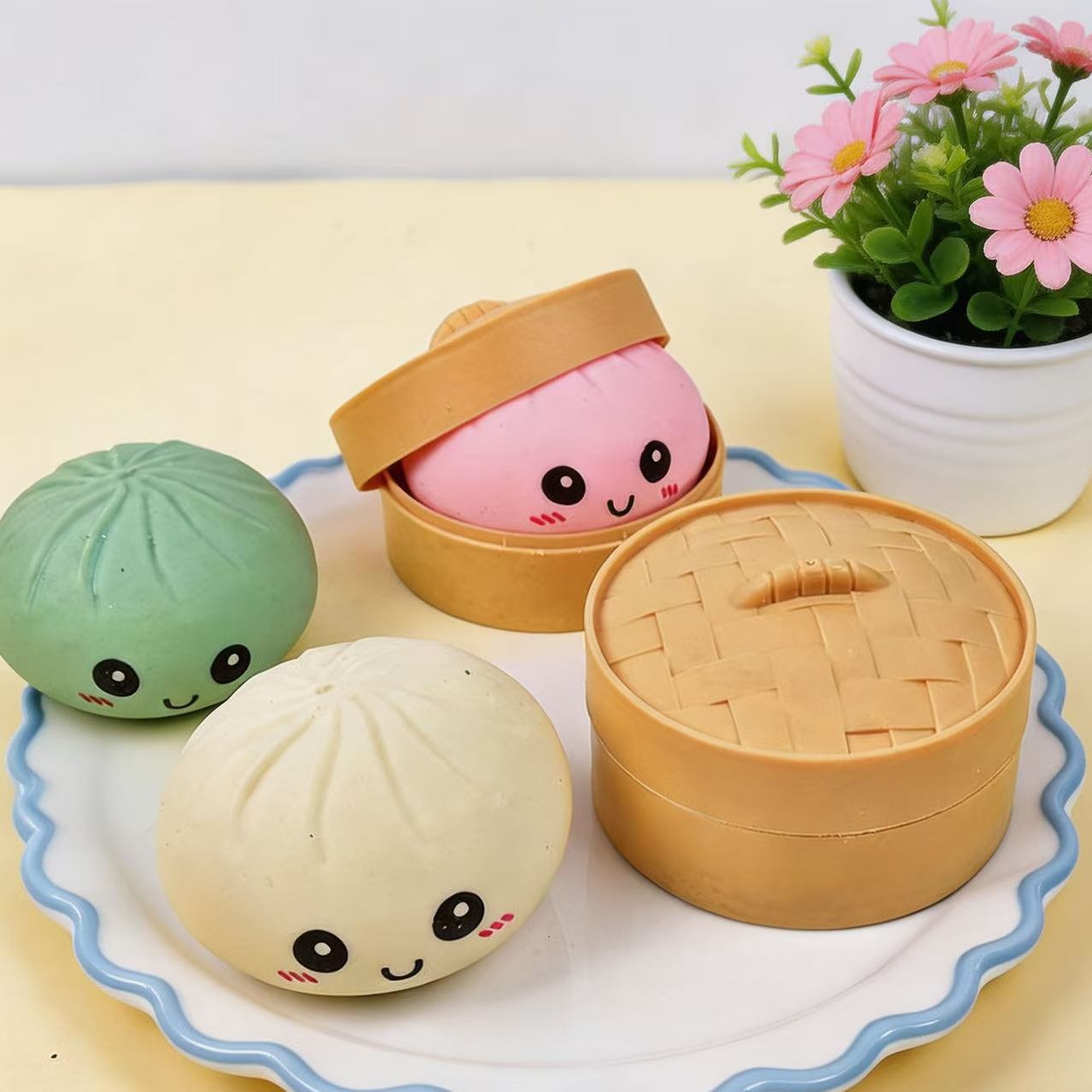 Caja Sorpresa de Peluche de Panecillo al Vapor, Juguete Antiestrés de Rebote Lento, Artículo Popular en TikTok, Venta al por Mayor Transfronteriza