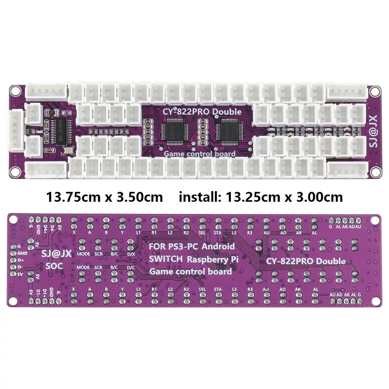 Arcade joystick chip circuit board single -player four -player four -person game multiple expansion port support macro function