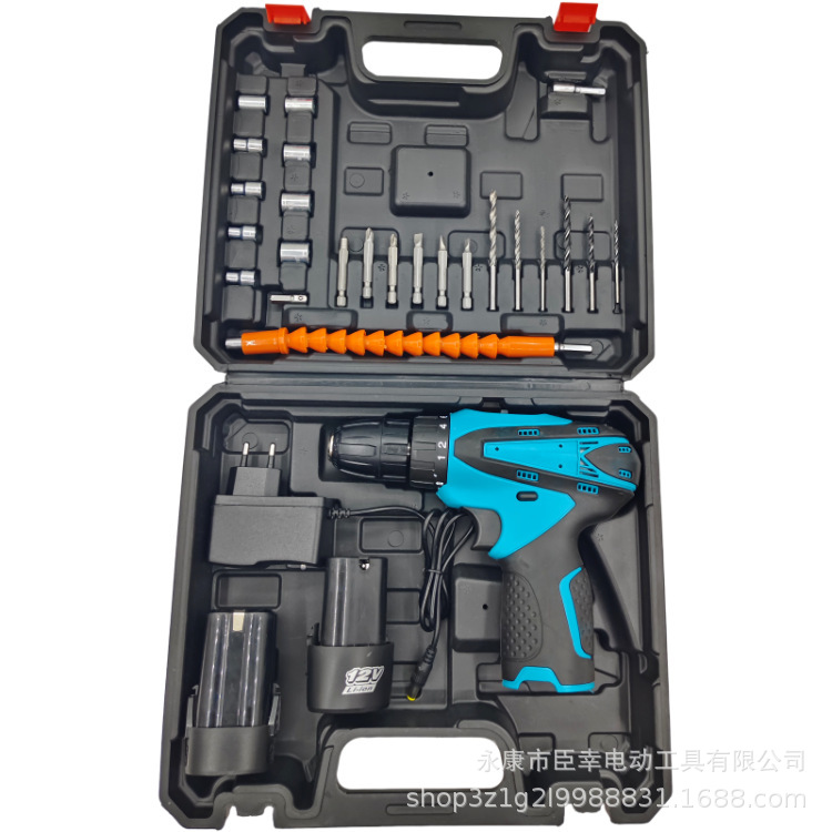 Taladro eléctrico de litio de doble velocidad estilo Makita transfronterizo de 12V destornillador de mano para el hogar destornillador eléctrico Juego de taladro de mano multifuncional