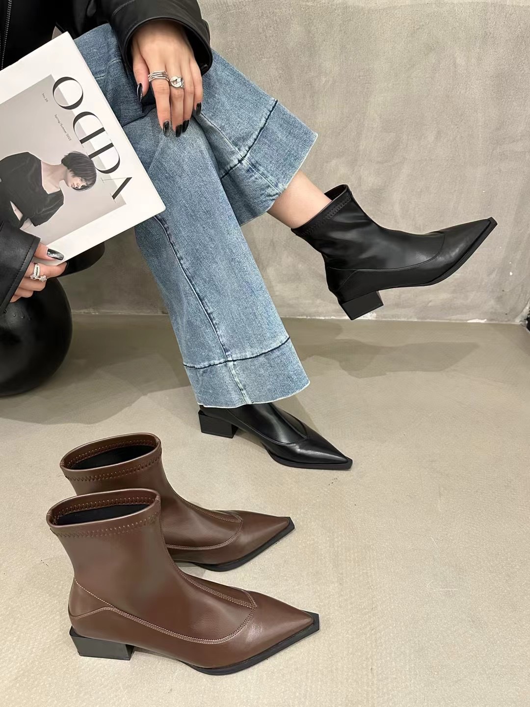 Escarpins à bout pointu ShoeVault pour femmes, nouveauté automne-hiver 2025, talon compensé, coupe ajustée, style européen et américain._voghion.com