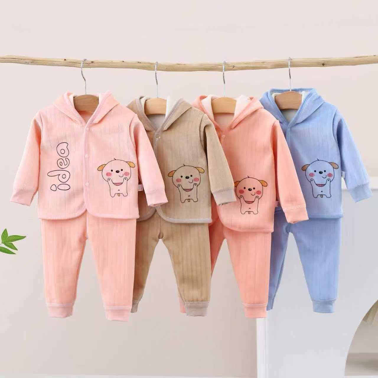 Baby calentamiento ropa interior set sin hueso algodón recién nacido tres capas de algodón folded pijamas primavera y otoño abrigo de bebé image 7