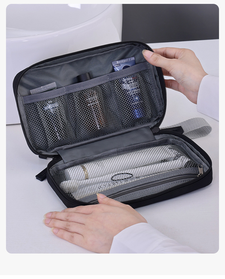 EcoTravel Pro Makeup Organizer | TSA-Approved Roll-Up Bag (1.2L) - Waterproof Mesh W/ Vegan Leather Base | GRS-Certified Recycled Fabric_voghion.com